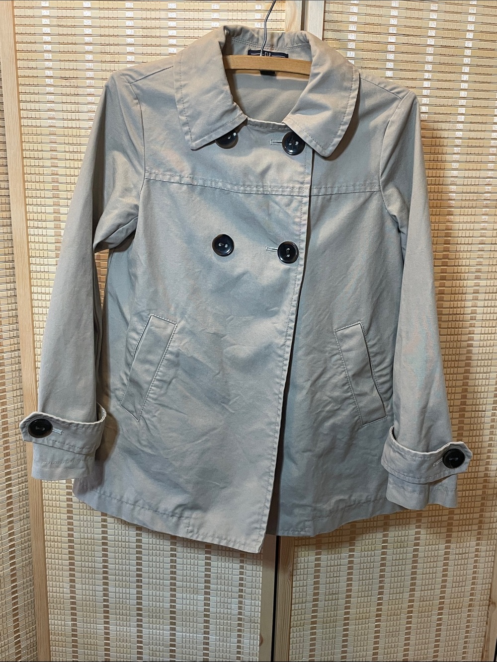 GapDouble-Breasted Women's Beige Trench Pea Coat Size XS
